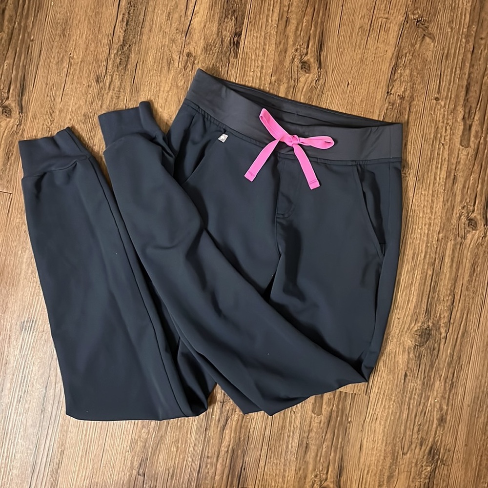 Figs Women's Jogger Pants - Black with Pink Drawstring